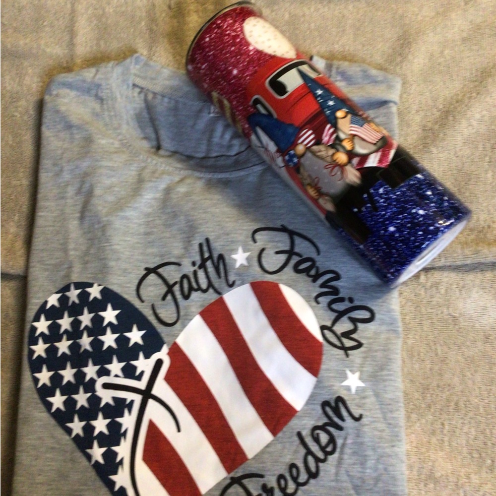 Patriotic Graphic Tee and Tumbler Set